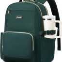 LOVEVOOK Laptop Backpack for Women with Pouch Pocket for Large Capacity Cup,18 Inch Laptop Computer Bag Travel Backpack Purse,Waterproof Work Business Backpack College Teacher Bags,Dark Green