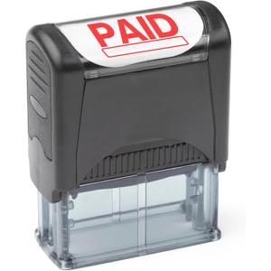 Self Inking Rubber Stamp, Refillable Red Ink Preinstalled - (9/16" x 1-1/2") (Paid)