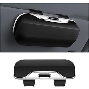 zipelo Sunglasses Holder for Car Sun Visor, Protective Automotive Eyeglasses Storage Case Hanger, Soft Vehicle Interior Glasses Organizer Box Accessories, Universal for SUV Sedan Truck (Black)