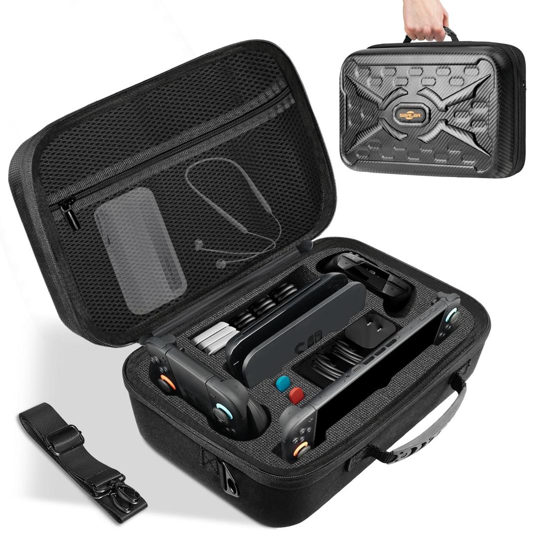 sarlar Carrying Case for Nintendo Switch 2 Console, Joy-Con 2 Charging Grip, Strap, Dock, Pro Controller, AC Adapter Accessories, Large Capacity All-in-One Hard Case for Travel and Storage