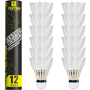 EAGLES Goose Feather Badminton Birdies Feather Bedminton Shuttlecocks- Birdie Ball for Indoor and Outdoor Matches ~ Highly Stable & Durable Shuttle Balls (Yellow)