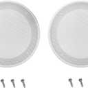 2 Pcs 6.5 Inches Ceiling Speaker Grille Cover Home Speaker Decorative Mesh Cover White Round Ceiling Speaker Net Protector Cover with Screws