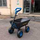 VIVOHOME 660lb Wheelbarrow Garden Cart Dump Wagon with 2-in-1 Convertible Handle