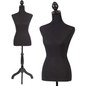 Female Mannequin Torso Dress Form Manikin Body with Wooden Tripod Base Stand Adjustable 60-67 Inch for Sewing Dressmakers Dress Jewelry Display,Black