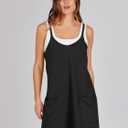 ANRABESS Women Athletic Dress Summer Tennis Workout Active Sports Mini Romper Dress Built in Shorts Travel Vacation Clothes (Black, M)