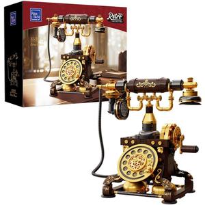 Retro Phone Building Blocks Set for Adults, Vintage DIY Telephone Model Kit with Realistic Design, Creative Home Decor Gift, Ideal Gifts for Collectors & Hobbyists