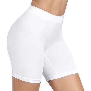 BESTENA Slip Shorts for Under Dresses Seamless Smooth Workout Yoga Bike Shorts for Women, White, L, 2 Packs