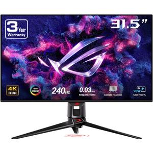 ASUS ROG Swift 32 4K OLED Gaming Monitor (PG32UCDM) - UHD (3840 x 2160), QD-OLED, 240Hz, 0.03ms, G-SYNC Compatible, Custom Heatsink, Graphene Film, 99% DCI-P3, True 10-bit, 90W USB-C