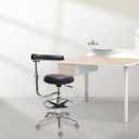 Round Rolling Stool with Seat and Footrest Dental Chair with Rotatable Armrests for Dentist Office Shop Home