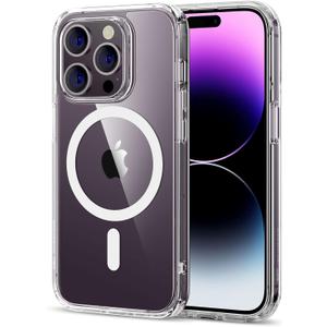 ESR for iPhone 14 Pro Max Case, Compatible with MagSafe, Shockproof Military-Grade Protection, Yellowing Resistant, Magnetic Classic Hybrid Case (HaloLock), Clear