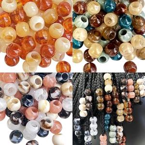 450Pcs African Hair Beads for Braids for Women Brown Large Hole Beads
