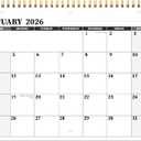 7 x 2026 Calendar, 2026 Wall Calendar 12 Month, 8.5" x 11", Jan 2026 - Dec 2026, 3-Hole Punched Binder Calendar, Memoranda Lined Pages with Thick Paper, Spiral Binding, Holidays, Moon Phases, Black