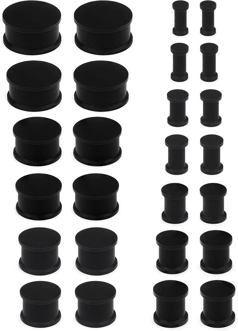 Yaalozei 8G-25mm Soft Ear Gauges Solid Silicone Ear Plugs Double Flared Flesh Stretchers Expander Hide Plugs for Ear Retainer Piercing Jewelry for Women Men Black White Flesh shin Tone 13 Pairs