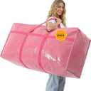 Extra Large Moving Bags Heavy Duty 2 Pack – Bubblegum Pink, 45x21x15 Inches Storage Bags for Moving, Packing, Traveling, and Organizing