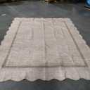 GarveeHome Scalloped Washable Rug 8x10 Rugs for Living Room Modern Bedroom Rug Large Area Rug Non Slip Throw Rugs Soft Low Pile Stain Resistant Carpet for Nursery Classroom Dining Room 8'x10' Beige