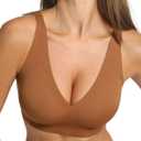 COMFELIE Women Plunge No Underwire Bra Deep V Seamless Supportive Bras Buttery Smooth Comfort Soft Bralettes Underwear (L)