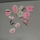 12 PCS Bunny Cake Topper with Ear Foot Flower Eye Nose for Easter Bunny Rabbit Birthday Supplies (Pink)