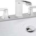 Chrome Bathroom Sink Faucet,Sanliv 3-Piece Widespread Bathroom Faucets for 3-Hole Sinks 4-8 inch,2-Handle Waterfall Vanity Faucet with Drain Assembly,Polished Chrome