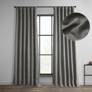 HPD Half Price Drapes - Faux Linen Curtains for Living Room (1 Panel) - 50W X 96L - Textured Room Darkening Curtains for Bedroom 96 Inches Long - Drapes for Home Decor, Blazer Grey