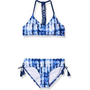 Kanu Surf Girls' Willow V-Neck Bikini Beach Sport 2-Piece Swimsuit (8, Willow Navy Tie-dye)