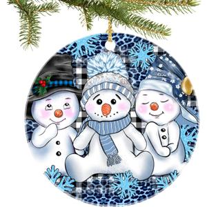 Snow Man Christmas Ornaments for Christmas Tree Snow Man Tree Ceramic Ornament Hanging Snowmen Ornaments for Xmas Holiday Home Decor Gift Exchanges Idea Party Supplies(Three1)