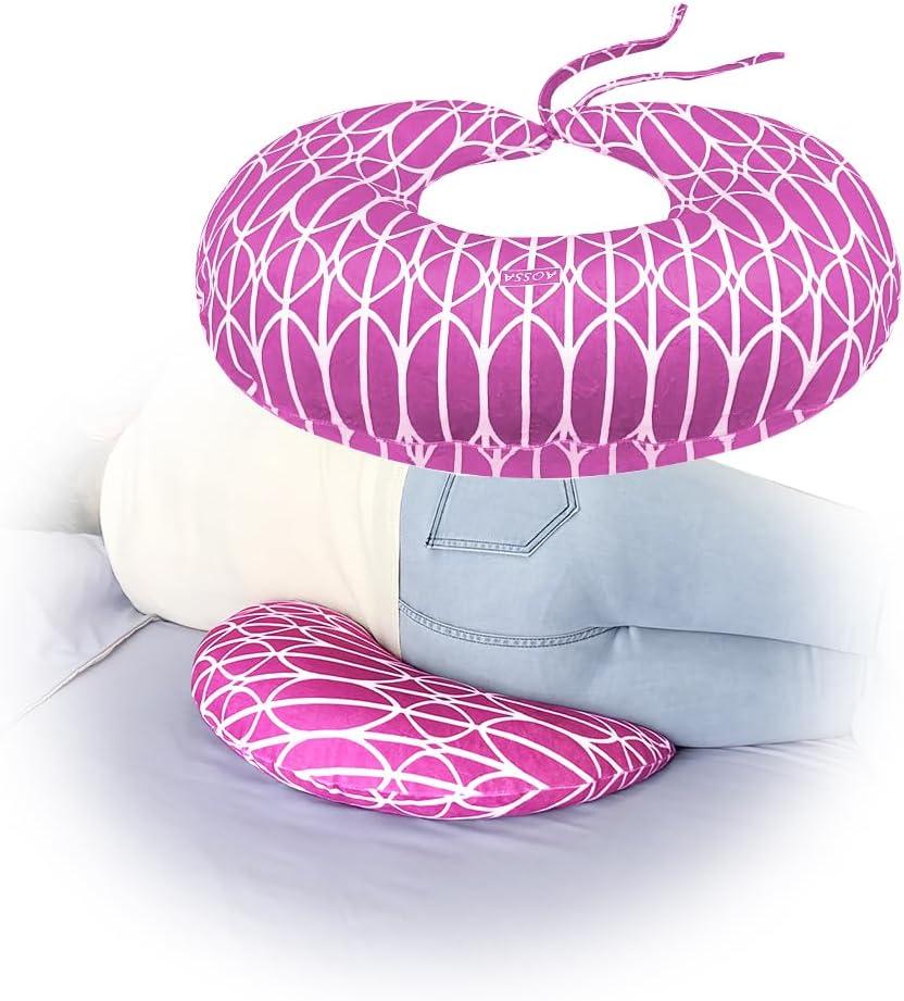 AOSSA BBL Sleeping Pillow After Surgery, Booty Butt Pillow for Sitting, Brazilian Butt Lift Support Cushion, BBL Chair Bed Post Surgery Supplies Recovery Foam, Donut Lifting Seat Cushion (Pink)