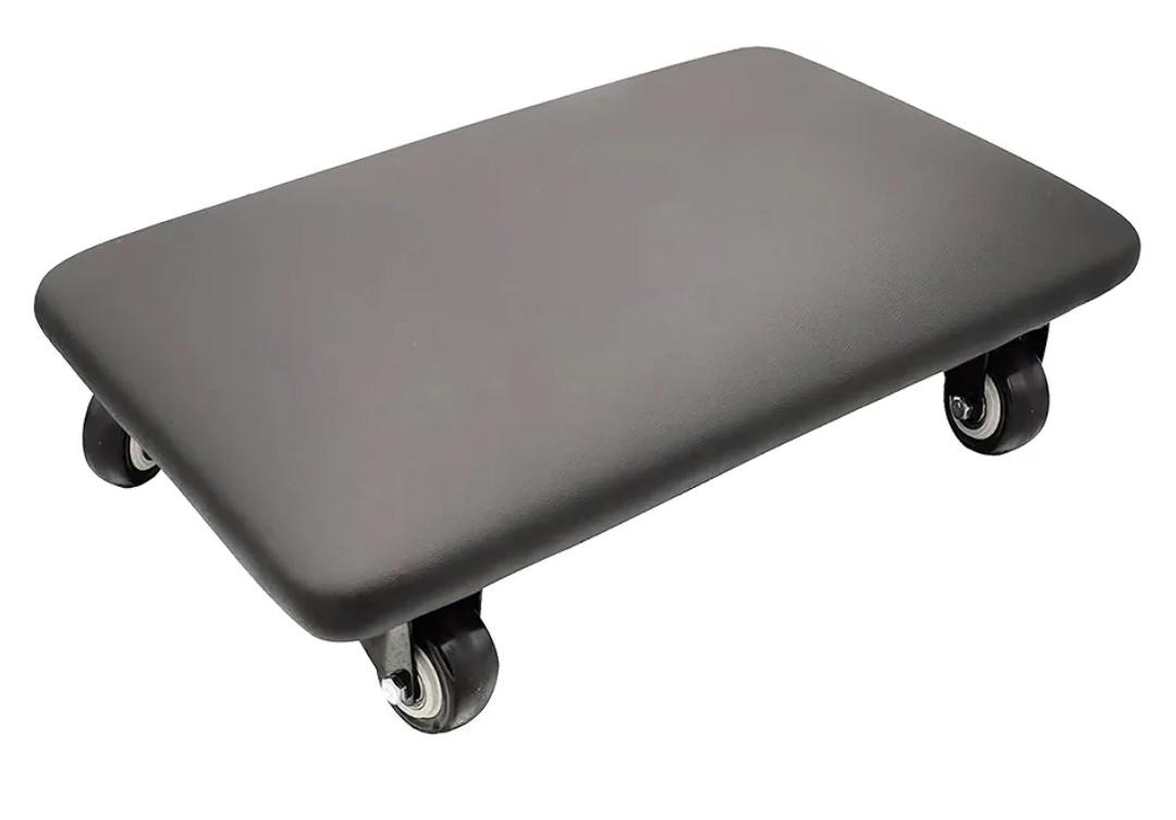 Roller Seat 360 Degree Rotating Low Stool with Wheel Chair PU Leather Universal Swivel Wheels Stool for Home Office Fitness and Garage (Rectangle Black)