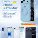 for iPhone 17 Pro Max Case with 360 Magnetic Stand, [2X Privacy Protector][Compatible with MagSafe] Reinforced Silicone Case Shockproof Drop Protection Cover with Camera Control (Light Blue)