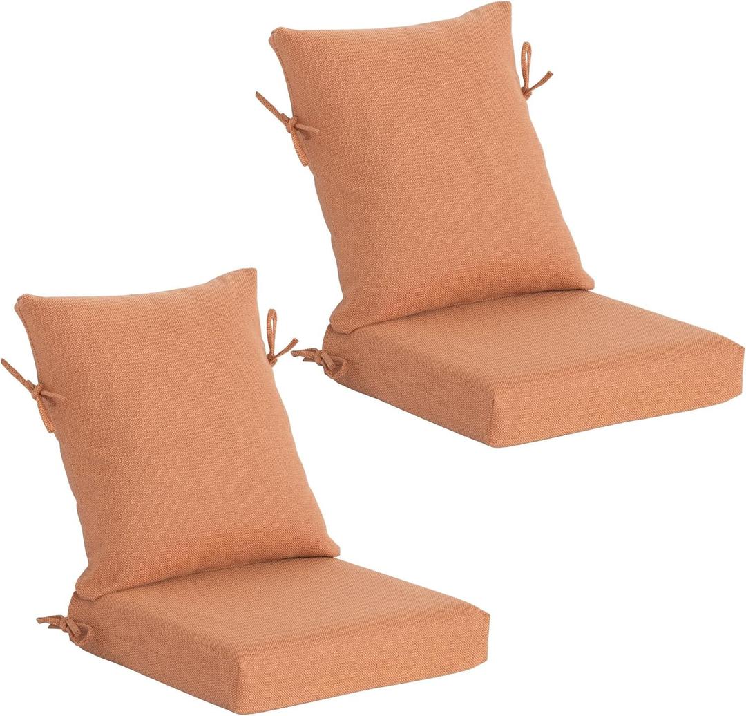 Outdoor Deep Seat Cushions (20"x20") 2 Sets, Water-Resistant Fade Resistant Cushions with Removable Covers & High Resilience Foam with YKK Zippers for Patio Furniture,Tangerine