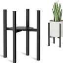 Adjustable Metal Plant Stand Indoor Outdoor - Fits 8 to 12 Inches Pots - Mid Century Modern Planter Stand Single Floor Flower Pot Holder Home Decor for Gardening Gifts