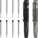 Origin-Joy 2 Pack Tungsten Steel Military Tactical Pen Set, Multifunctional EDC Self Defense Pen With 8 Ballpoint Refills (Black & Gray)