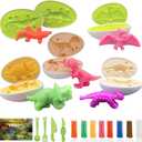 Playdough Dinosaur Eggs Sets for Kids Ages 3-6, Dinosaur Dough Play Molds, Play Clay Accessories Dinosaur Toys Present for 3 4 5 6 7 8 Year Old Girls Boys