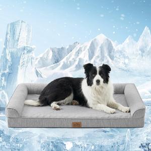 Cooling Dog Bed, Orthopedic Foam Dog Bed with Sides, Removable Washable Cover & Waterproof Lining and Nonskid Bottom, Comfortable Pet Beds for Large Dogs, Grey (42" L x 30" W x 7" Th) (42.0"L x 30.0"W x 7.0"Th) Cooling Dog Bed, Orthopedic Foam Dog Bed with Sides, Removable Washable Cover & Waterproof Lining and Nonskid Bottom, Comfortable Pet Beds for Large Dogs, Grey (42" L x 30" W x 7" Th) (42.0"L x 30.0"W x 7.0"Th)