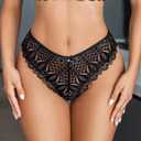 Avidlove Womens Underwear Lace Cheeky Panties Criss Cross Back Bikini Thongs Sexy Undies (Black, XL)