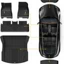 3W Floor Mats and Cargo Liner Fit for 2024 2025 Tesla Model 3 Highland New Generation, Full Set Black Floor Mats and Trunk Cargo Liner Mat with Air Freshener Custom Fit for New Version Tesla Model 3