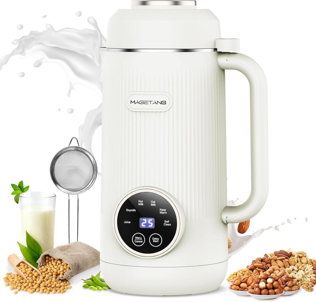 MAGETANG 7 in 1 Nut Milk Maker Machine 28oz Automatic Milk Maker for Homemade Coconut, Oat, Soy, Plant-Based Milk, Juice with 18H Delay Start/6H Keep Warm/Self Cleaning (White)