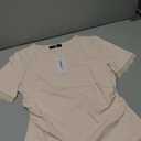 ZESICA Women's Lace Short Sleeve Fitted Tops 2026 Summer Crewneck Casual Basic Tees Tops Going Out Fashion Outfits Apricot Medium