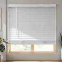 MYshade 2" Cordless Faux Wood Blinds, 28" W x 60" H, Slat Horizontal Blinds with Crown Valance, Room Darkening, Moisture Resistant, Window Blinds for Home Interior, White