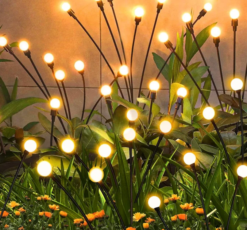 Solar Garden Lights Outdoor, 4 Pack Firefly Swaying Lights, Waterproof Garden Decor for Yard Patio Pathway Lawn, Gardening Gifts for Women Christmas Decoration