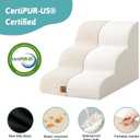 Dog Stairs for Small Dogs 15.7" H, Curved Dog Step for Puppy, Older Cat, Medium Pet Ramp for Sofa, Couch or Chair, Ladder with High Density Foam, 3 Step, 15.7x22.4x15.7 inch, Beige