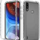 Compatible with Moto E7 Power Case, Moto E7i Power XT2097 Case with Tempered Glass Screen Protector, Full Body Shockproof Clear Flexible Protective Cover Case for Motorola Moto E7 Power (clear)