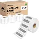 2x1 Direct Thermal Label, Barcode Address Mailing Name Shipping Labels, Perforated Thermal Stickers, Multipurpose, Commercial Grade for Thermal Printer, Strong Adhesive, 1310/Roll, 4 Rolls