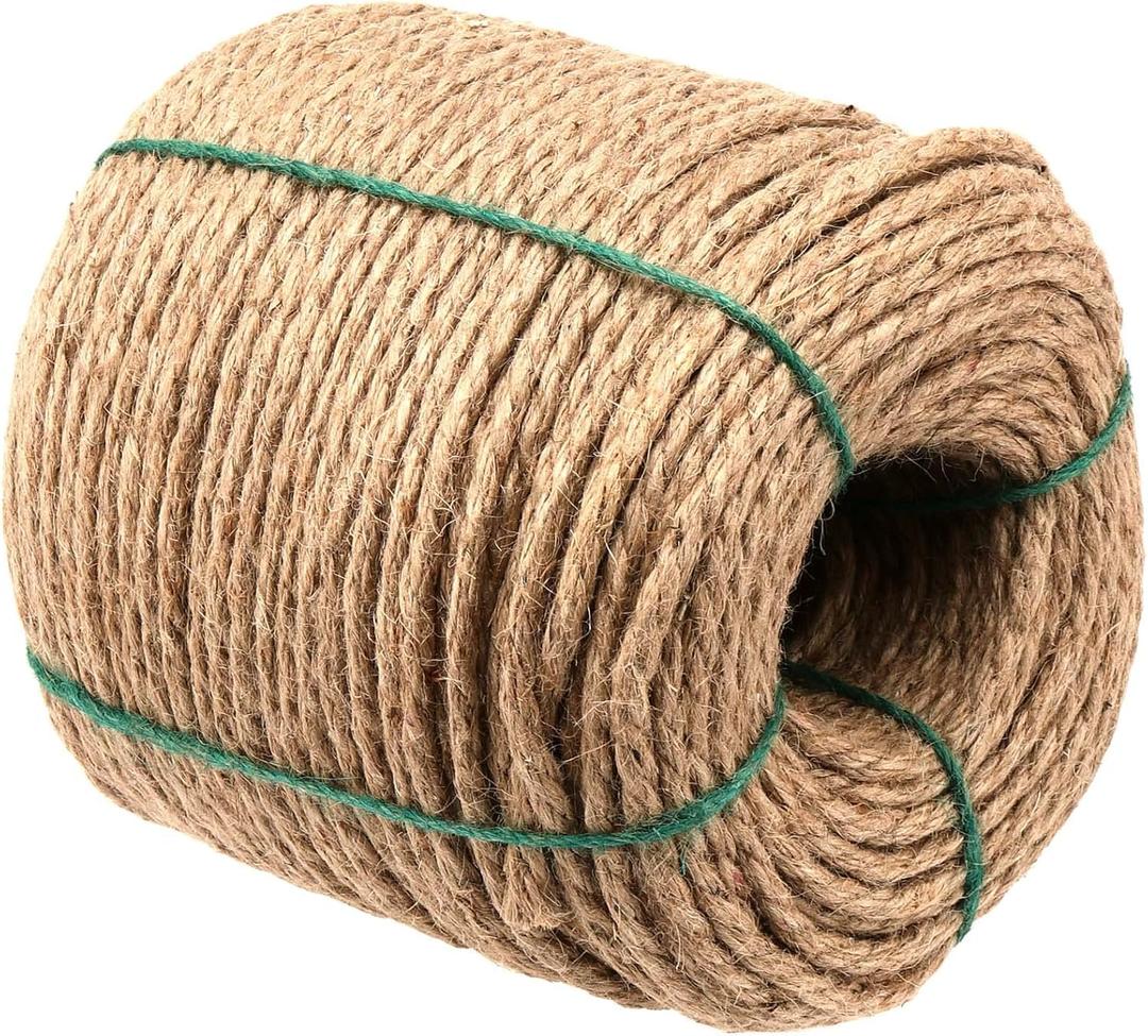 394 FT Natural Jute Rope, 6 MM Diameter Twisted Jute Rope Hemp Rope for Home Decoration and DIY Craft