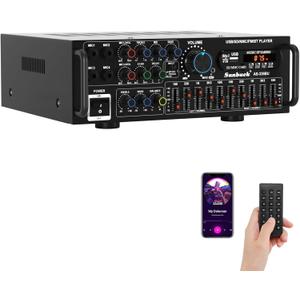 2000W Stereo Audio Amplifier for Home Theater, Car Audio, Karaoke, Party, Outdoor Camping with Multiple Input Modes EQ Mixer, Mic Input, Remote Control, 2.0 Channel