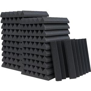 24 Pack Acoustic Panels,2" x 12" x 12"Sound Proof Foam Panels for Wall,Fireproof Absorbing Noise Cancelling Panels,to Absorb Noise and Eliminate Echoes (24 black)