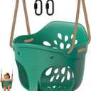 SELEWARE Green High Back Full Bucket Toddler Swing Seat w/Adjustable Rope