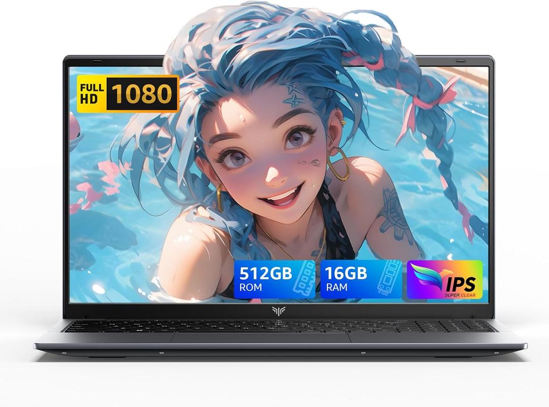 15.6" Business Laptop with Alder Lake N97 Processor (Up to 3.6GHz), 16GB RAM, 512GB SSD, Traditional Laptop Computer, Lightweight, Numeric Keypad, Webcam