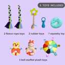 DOZZOPET Puppy Play Gym for Small Dogs with 8 Hanging Toys, Jungle Playground with Interactive Funny Enrichment Toys to Keep Them Busy, Purple