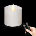 Flameless Candles Battery Operated with Remote & Timer3x3" White LED Pillar Candles - 600H Flickering Flame, Realistic Fake Candles for Indoor/Outdoor Valentine's Day, Weddings, Home Decor1-Pack