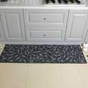2 Set of Halloween Kitchen Mat 20x60 and 20x30 Inch Black Dancing Skeleton Kitchen Rug Non-Slip Washable Rug for Halloween Home Decor